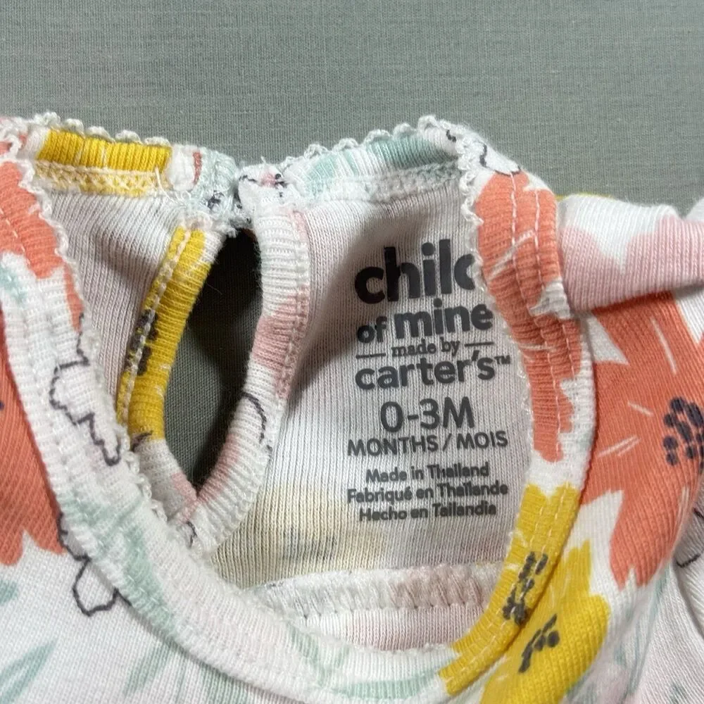 Child of Mine Carter's 0-3m Baby Girl Floral Bodysuit Dress Bow Snap